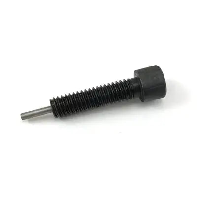 A Black, Threaded Replacement Pin for #219 Chain Tool with a Silver Metal Pin on the Bottom of It.