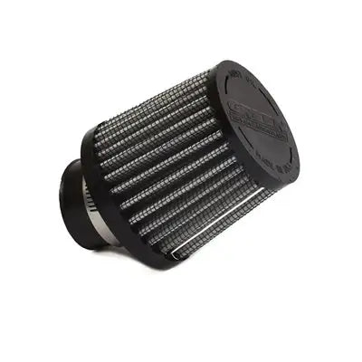 A Black and Silver, Briggs and Stratton LO206 "Green" Air Filter with a Silver Metal Clamp Attached to It.