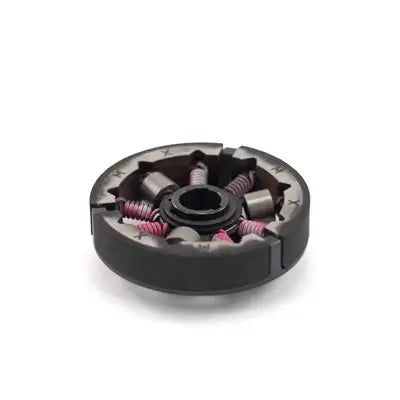 A Black Two-Piece Draggin Skin Clutch with No Driver Sprocket, with Pink Springs Installed in the Drum.