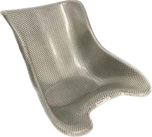 Front Right Side of an Unmounted Tillotson Kart Racing Seat.